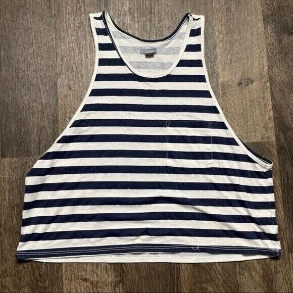 aerie Blue & White Striped Sleeveless Crop Top Size XS - Picture 4 of 8